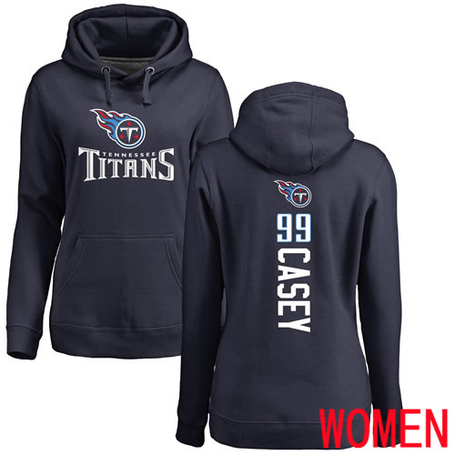 Tennessee Titans Navy Blue Women Jurrell Casey Backer NFL Football #99 Pullover Hoodie Sweatshirts